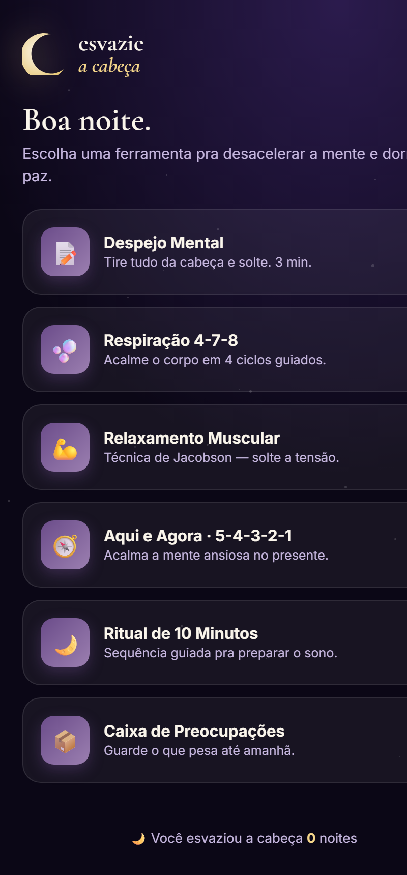 App Esvazie a Cabeça